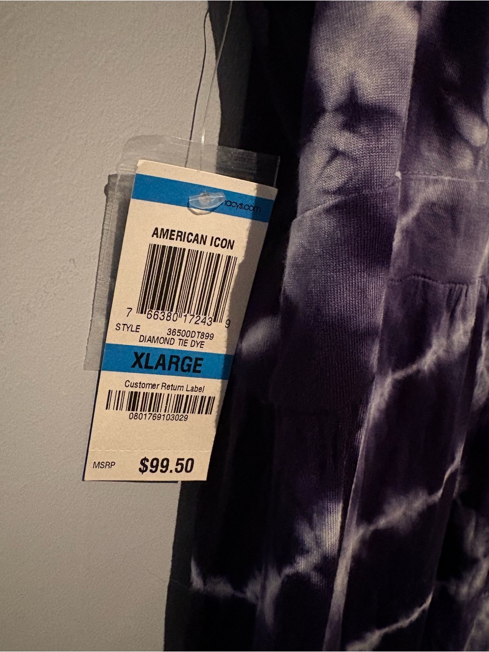 NWT INC International Concepts Navy + White Tie-Dye Maxi Dress with Beaded Trim - Picture 4 of 8